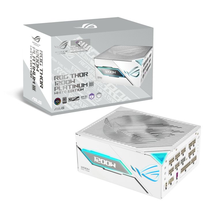 ASUS ROG Thor Platinum III White Edition 1200W tápegység, ATX 3.1, 80 PLUS Platinum (ROG Equalizer) (90YE00V9-B0NA00)