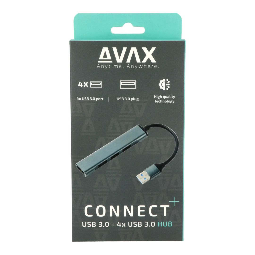 Avax HB600 CONNECT+ 4-port USB3.0 HUB Black (5999574480613)