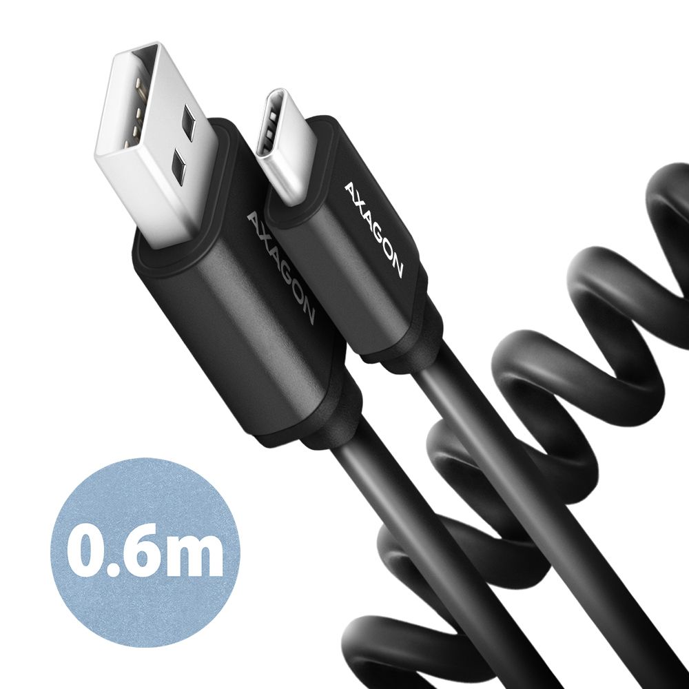 AXAGON BUCM-AM10TB Twister USB-C > USB-A kábel 0,6m fekete (BUCM-AM10TB)
