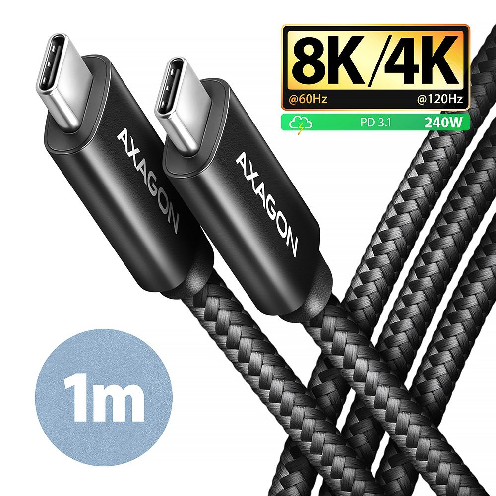 AXAGON BUCM4X-CM10AB NEWGEN USB-C <> USB-C 4 Gen 3x2 Cable 1m Black (BUCM4X-CM10AB)