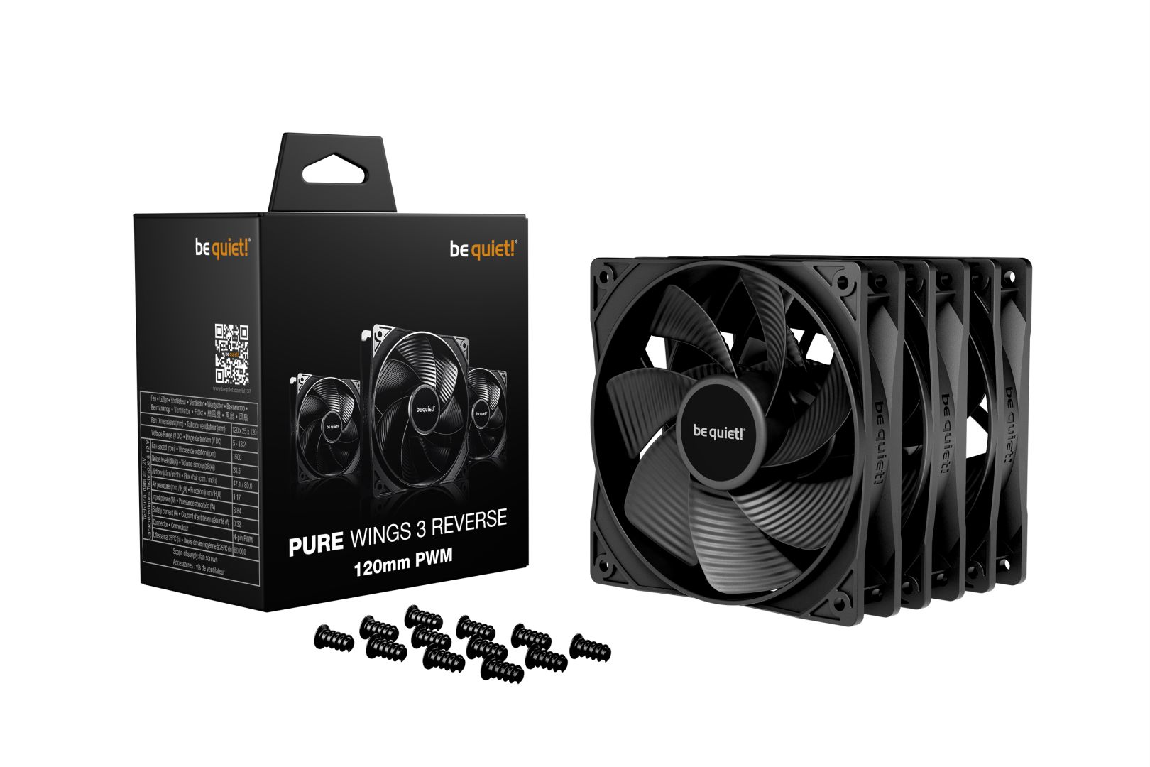 be quiet! Pure Wings 3 ventilátor, PWM, Reverse – 120 mm, fekete, 3 db-os csomag (BL137)