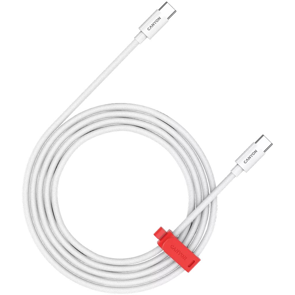 Canyon CC100AB C-C 100W Braided cable 1,2m White (CND-CC100AB12W)