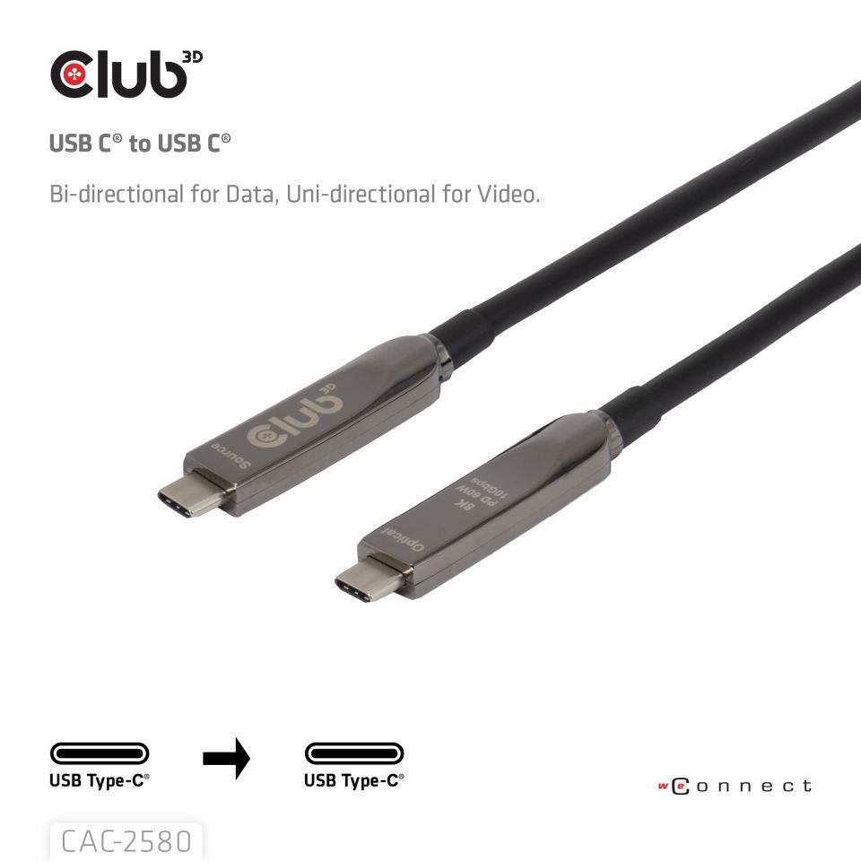 Club3D CAC-2580 Full-Feature USB-C Cable 15m Black (CAC-2580)