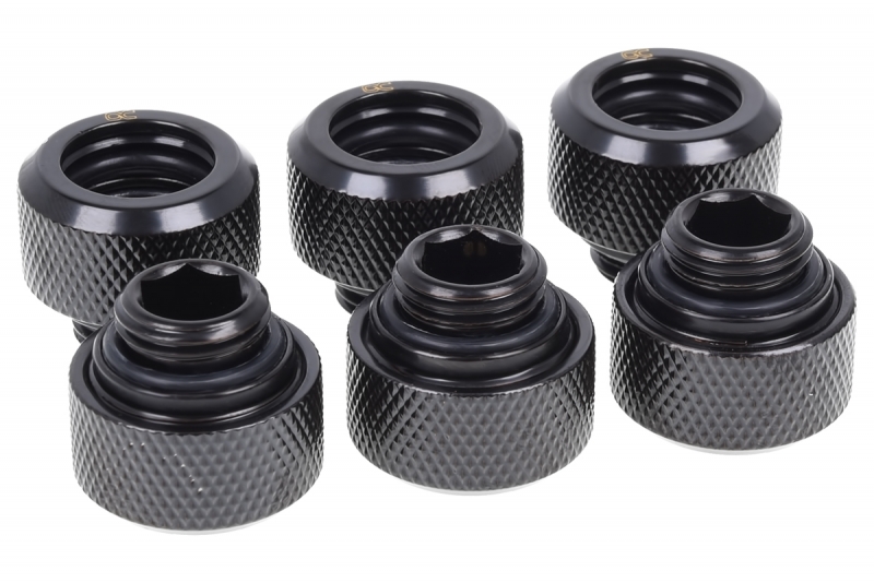 Alphacool Eiszapfen 13mm HardTube szorítógyűrűs csatlakozó G1/4 -Deep Black Sixpack /17377/