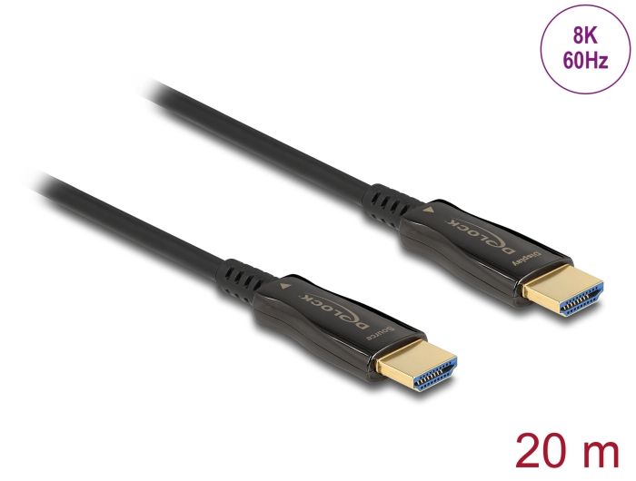 DeLock Active Optical Cable HDMI 8K 60 Hz 20 m fekete aktív optikai HDMI kábel (84038)