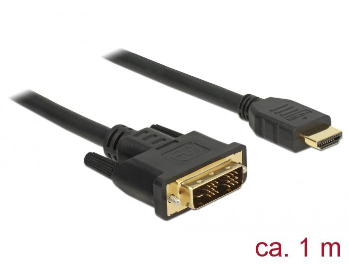 DeLock DVI-D (Single Link) male > HDMI-A male cable 1m Black (85582)