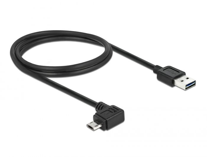 DeLock EASY-USB 2.0 Type-A male > EASY-USB 2.0 Type Micro-B male angled left/right 1m cable Black (83846)