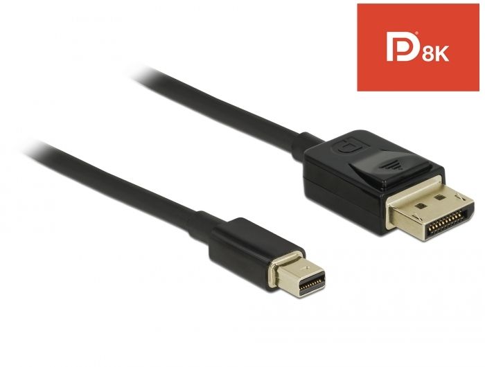DeLock Mini DisplayPort to DisplayPort cable 8K 60 Hz 2m DP 8K certified (84928)