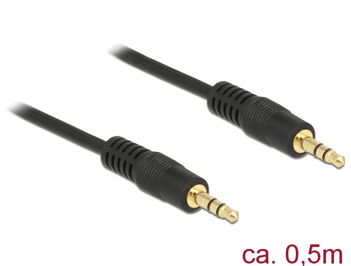DeLock Stereo Jack Cable 3.5mm 3 pin male > male 0,5m Black (83742)