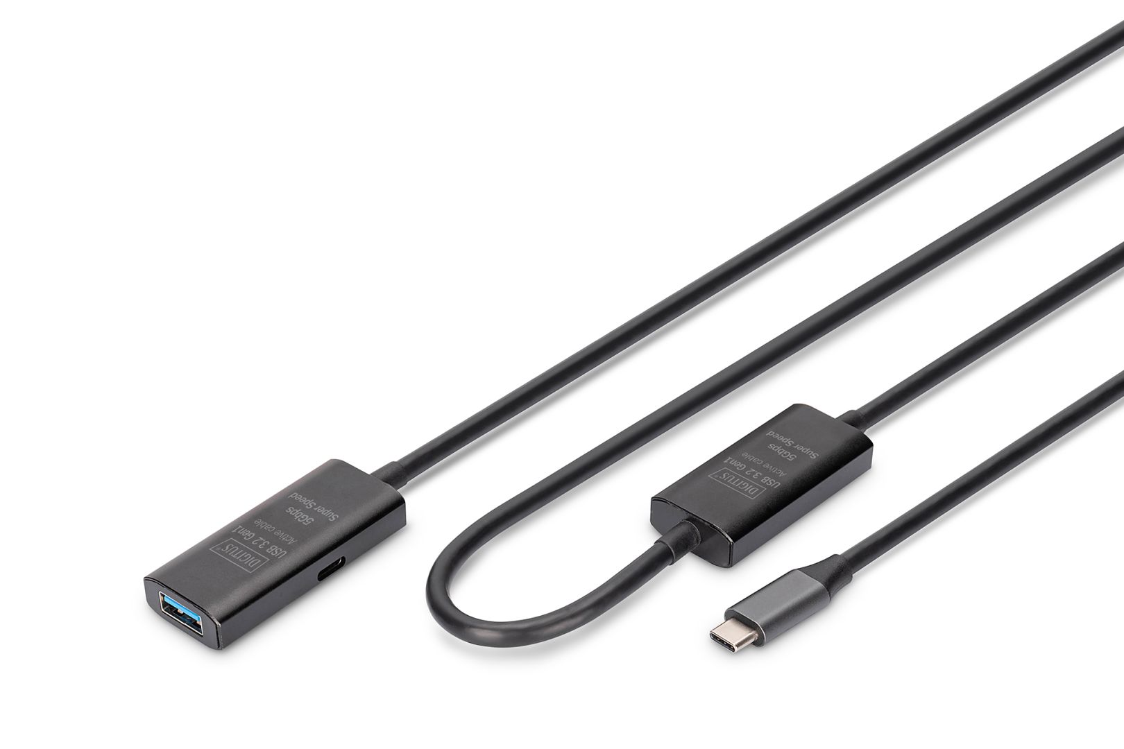 Digitus Active USB 3.2 Gen1 5G extension cable USB-C - USB-A 10m Black (DA-73111)