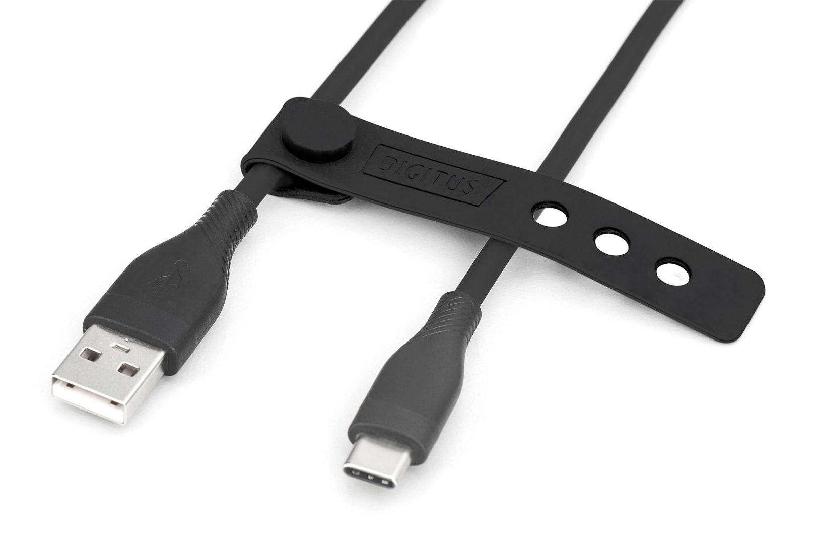 Digitus USB-C Silicone charging cable USB-A to USB-C USB 2.0 60W 1m Black (AK-300340-010-S)