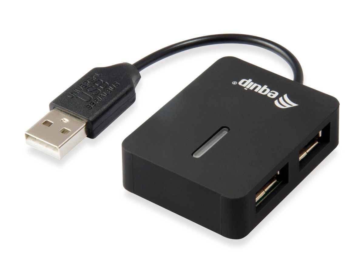 EQuip 4 Ports Travel USB Hub Black (128952)