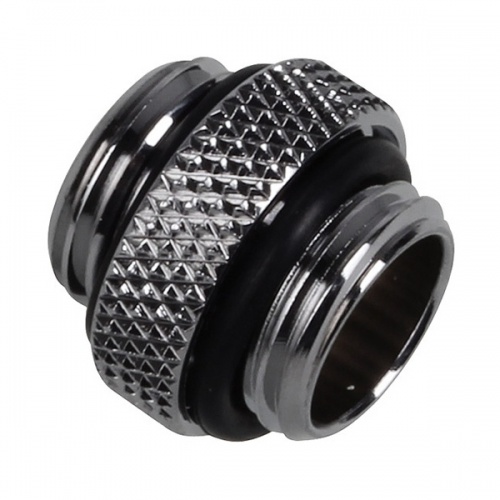 Bitspower Adapter 2xG1/4 - fényes ezüst, rövid 