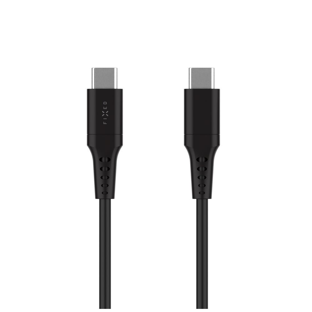 FIXED USB 2.0 hajlékony szilikon kábel USB-C/USB-C 0,3m, fekete (FIXDLS-AC03-BK)