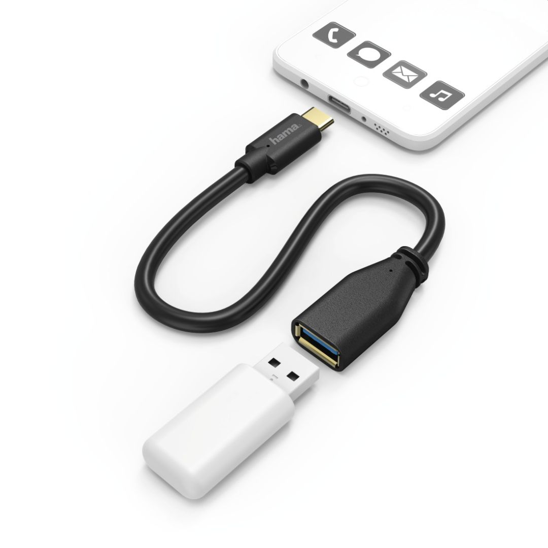 Hama USB Type-C OTG 0,15m adapter Black (00201605)