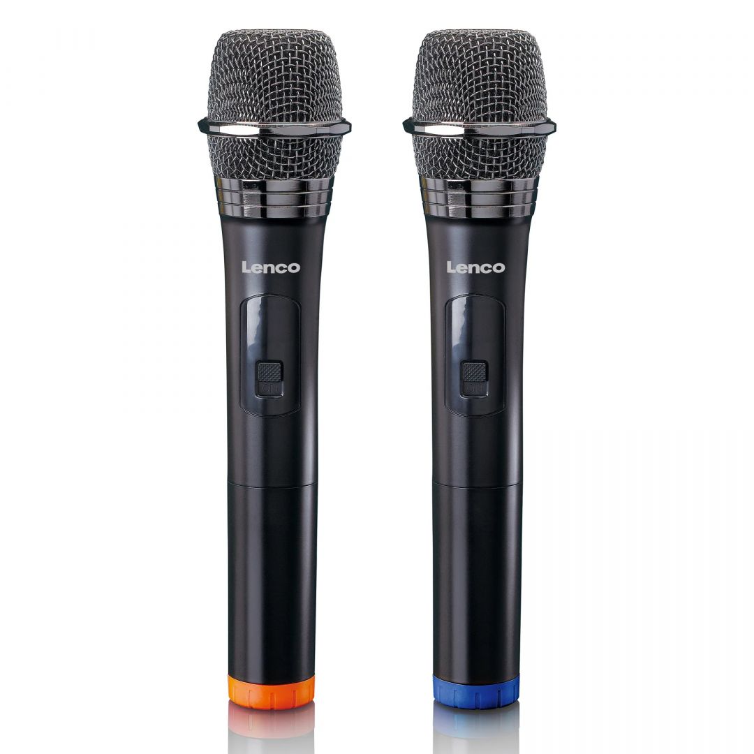 Lenco MCW-020BK Set of 2 wireless microphones with portable battery powered receiver Black (MCW-020BK)
