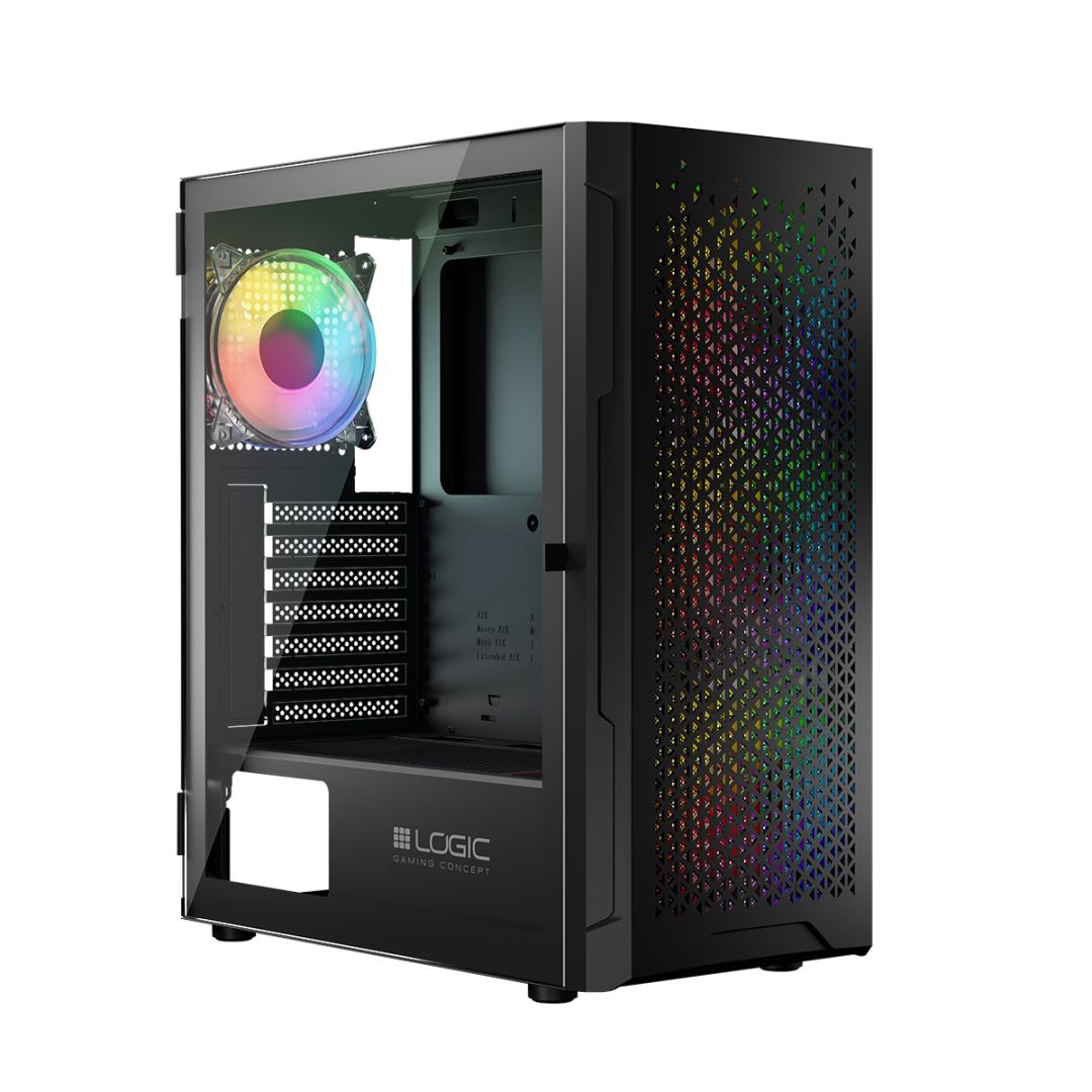 Logic Aramis ARGB Midi Tempered Glass Black (AT-ARAMIS-10-0000000-0002)