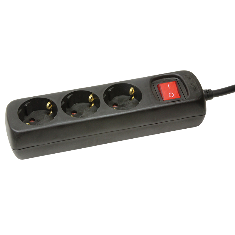 Logilink Hálózati Elosztó Kapcsolós 3DIN 1,4m Black (LPS206B)