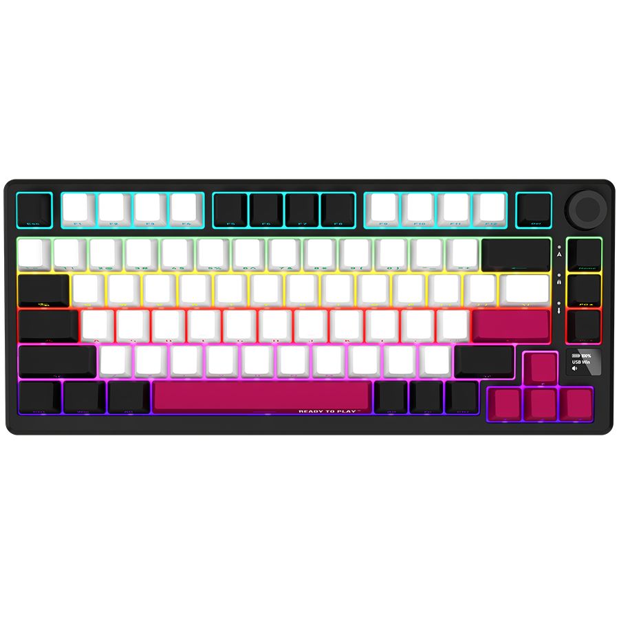 LORGAR KBP7075W Gaming Wireless Bluetooth Mechanical Keyboard Black/Red US (LRG-KBP7075W-BK-US)