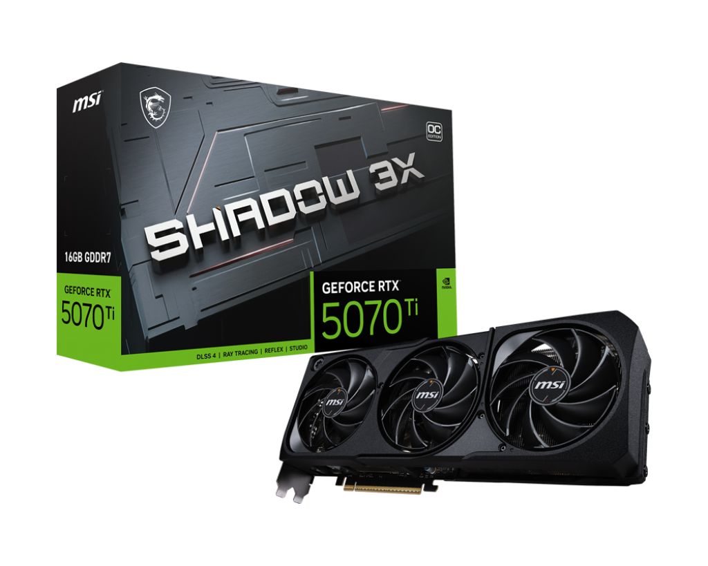 MSI GeForce RTX 5070 Ti 16G Shadow 3X OC, G507T-16S3C, 16GB GDDR7, HDMI, 3x DP (RTX 5070 TI 16G SHADOW 3X OC)