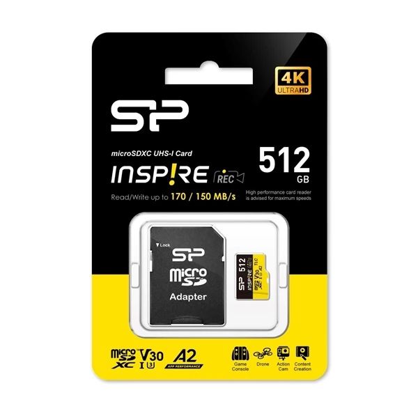 Silicon Power 512GB microSDXC Inspire UHS-1 U3 V30 A2 +adapterrel (SP512GBSTXLA2V1NSP)
